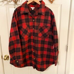 Terra & Sky Utility Jacket Red and Black Checkered Flannel